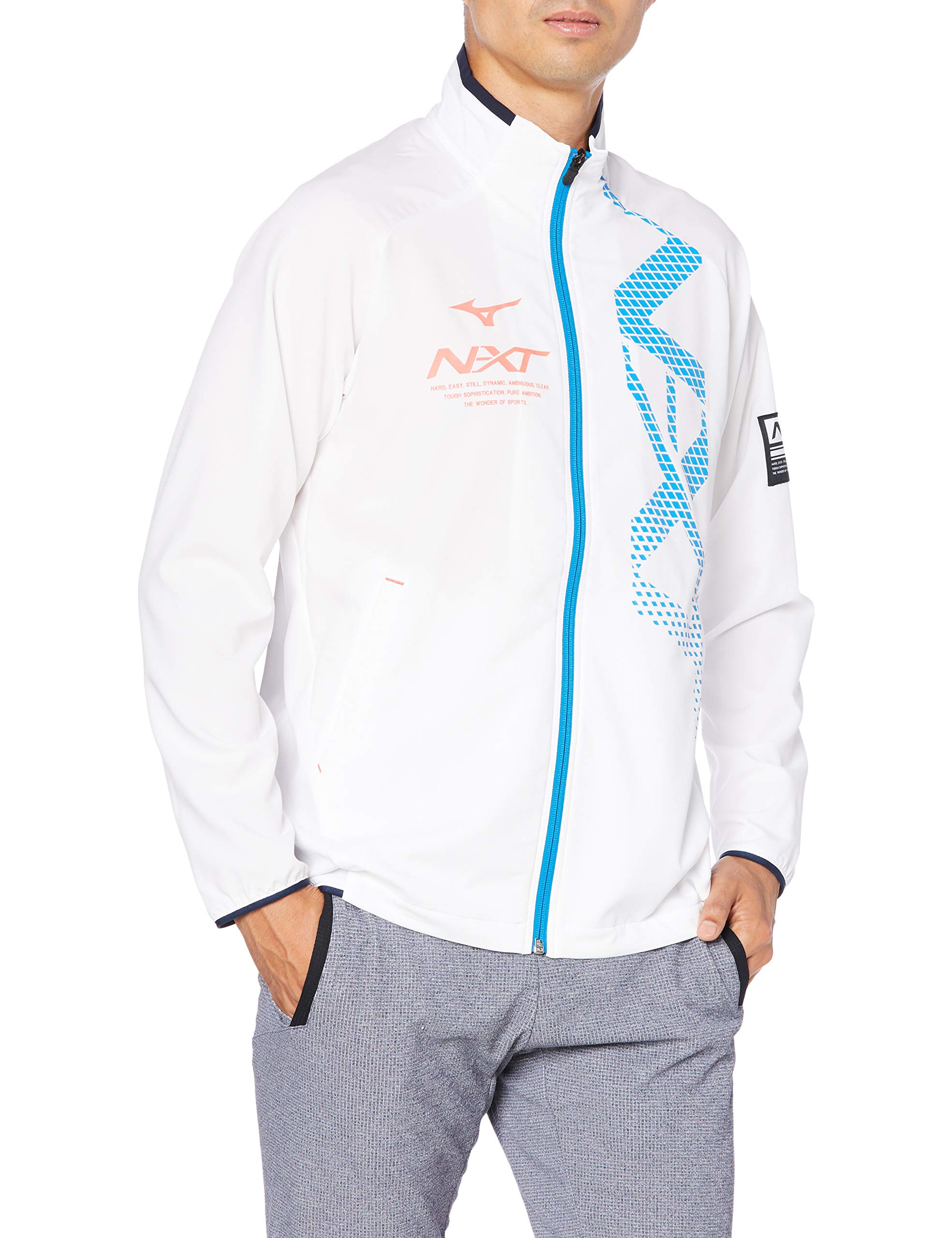 

Mizuno Move Cross Training Long Slim Japan Size M to Japanese Size N-XT Jacket, Sleeve, Fit, Moisture-Wicking, Quick-Drying, Stretch, 32JC0220, White, белый