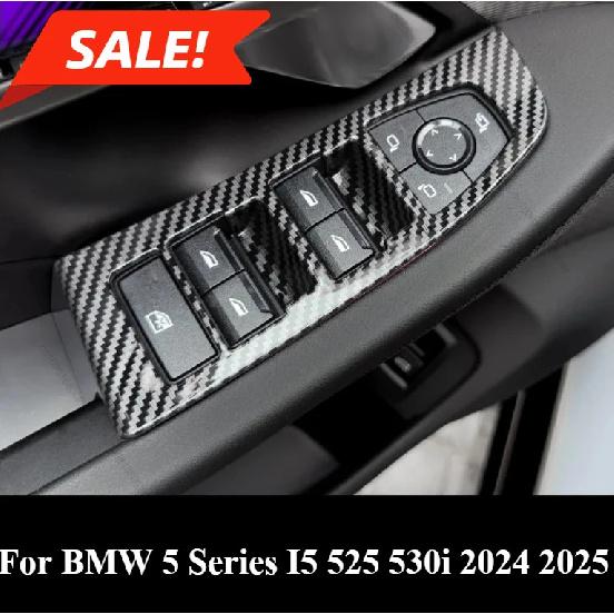 For BMW 5 Series I5 525 530i 2024 2025 Interior ABS Carbon Fiber Window Lift Switch Cover Trim Ide Armrest Frame Trim