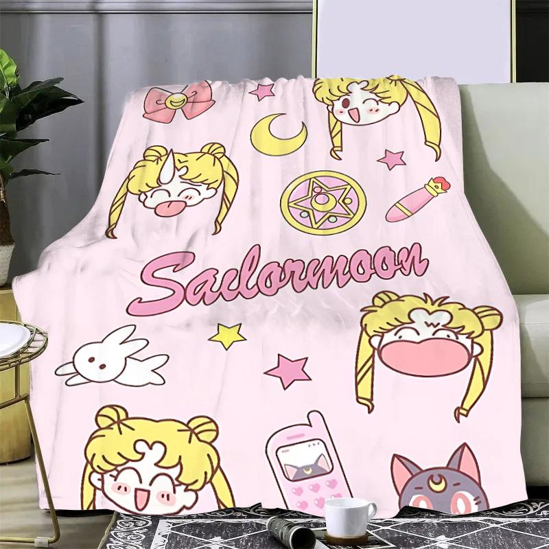 Japan Anime Cute Printed Blanket Picnic Blankets Warm Blanket and Comfortable S-Sailor M-MoonS Blanket Home Travel Birthday Gift