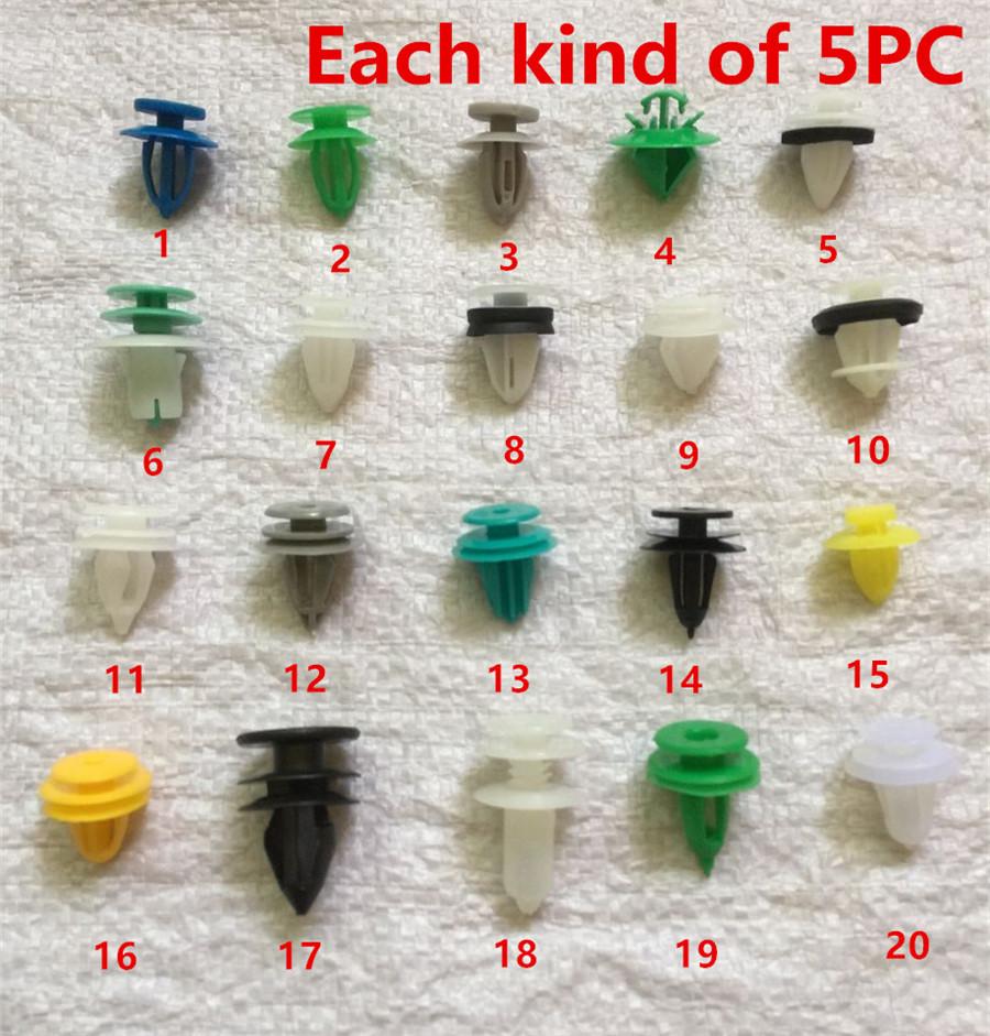 100X Mixed Auto Fastener Plastic Screw Rivet Clip For Car Dashboard Bumper Panel