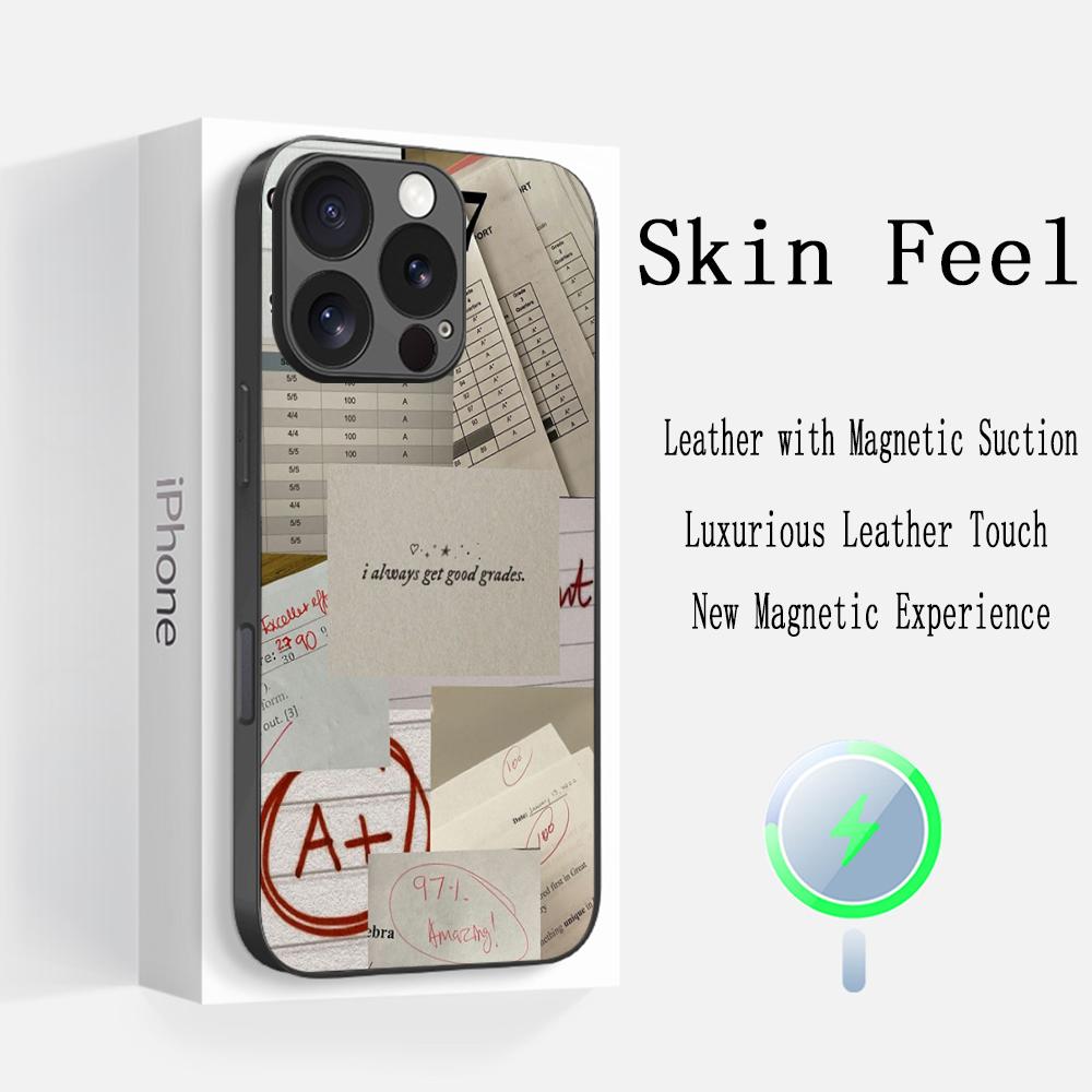 Good grades fashion ins pattern Phone Case For iPhone 17 16 15 14 13 12 Plus Pro Max High-end Luxury Magsafe Sheepskin