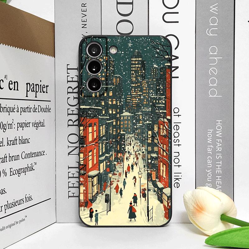 Christmas Snow Street Shop Window Scenery Pattern Phone Case for OPPO Reno 13 12 F 11 10 Pro Plus A58 Find X5 X3 Lite Soft Cover
