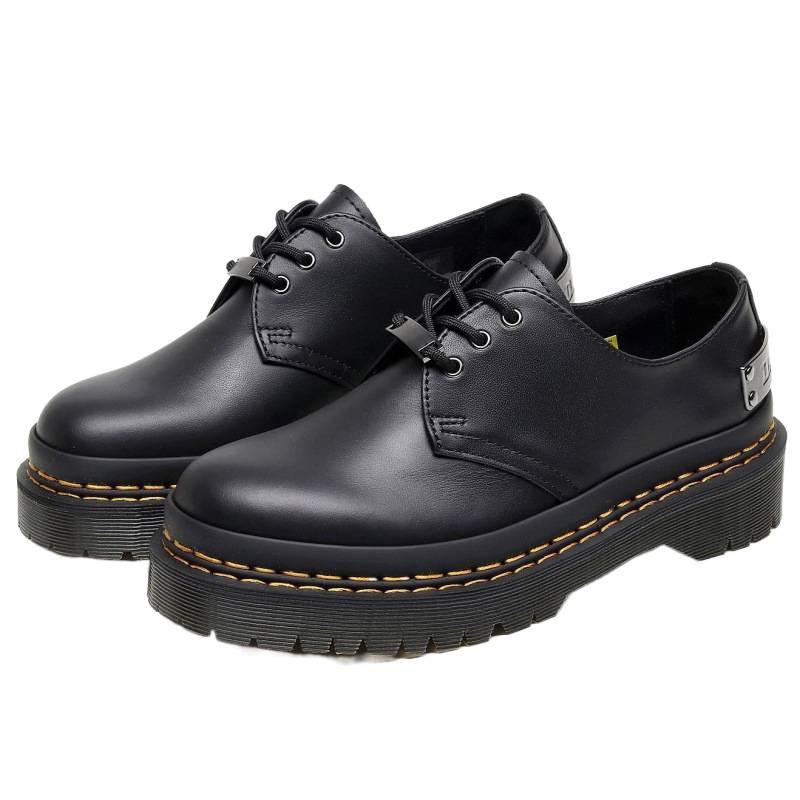 1 thick bottom hole nameplate iron plate small leather shoes female, low top leather double yellow line student medium thick loose