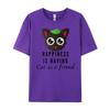 Happiness Is Having Cat Cat Black T Shirt T-Shirt Print XS Graphic T Shirts Men's Shirts Printing