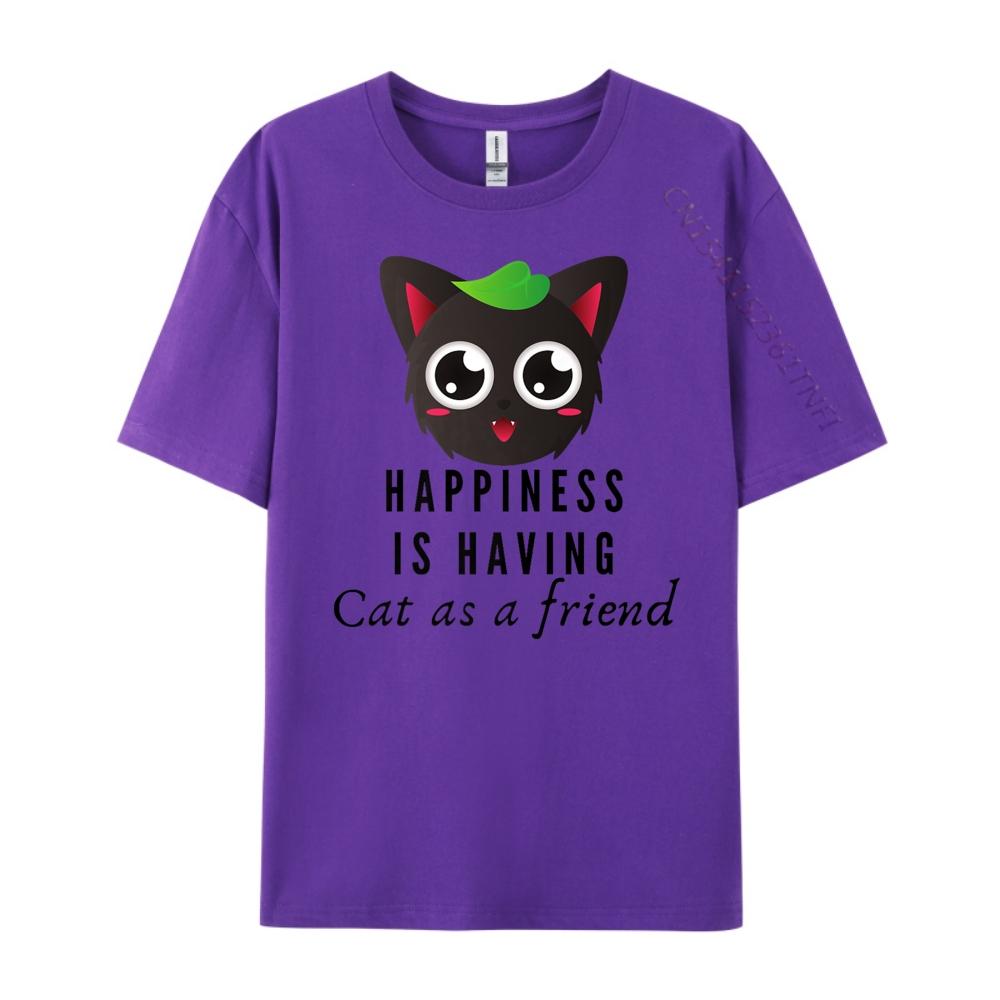 Happiness Is Having Cat Cat Black T Shirt T-Shirt Print XS Graphic T Shirts Men's Shirts Printing