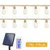 10/8/5m Solar String Light Copper Wire Light, 8-mode, Dimmable, Remote Control, Suitable for Garden Decoration, Hemp Rope Light String