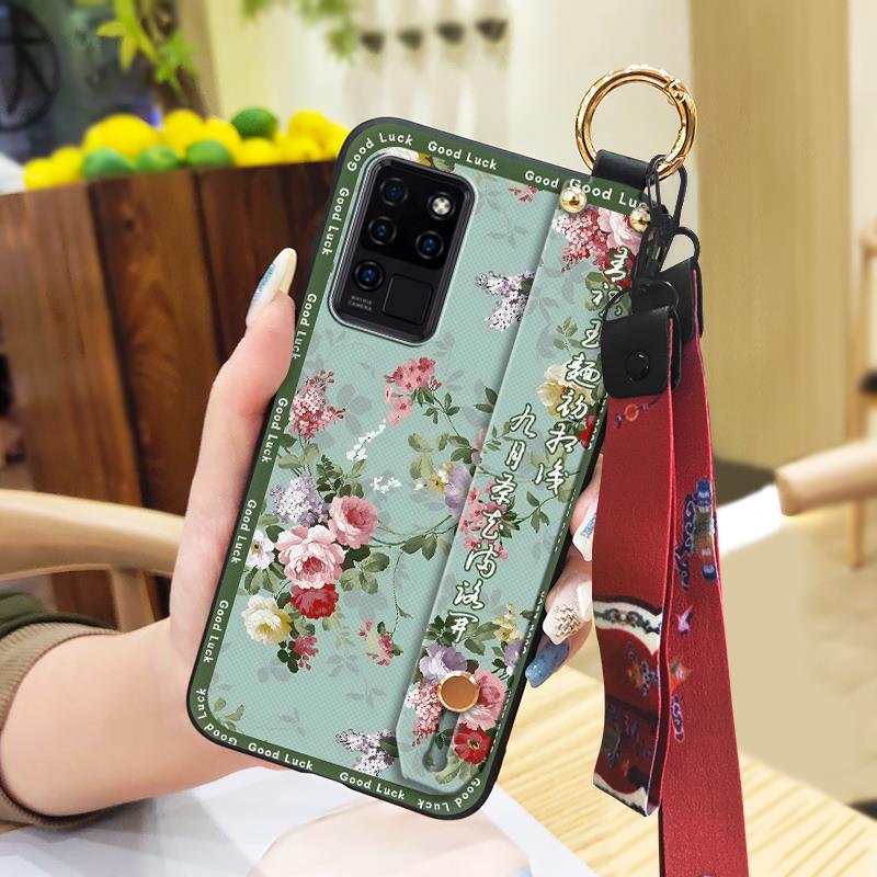 Fashion Lanyard Phone Case For Oukitel C21 Wristband Kickstand Elderly Lady Waterproof For Mom Anti-knock Shockproof