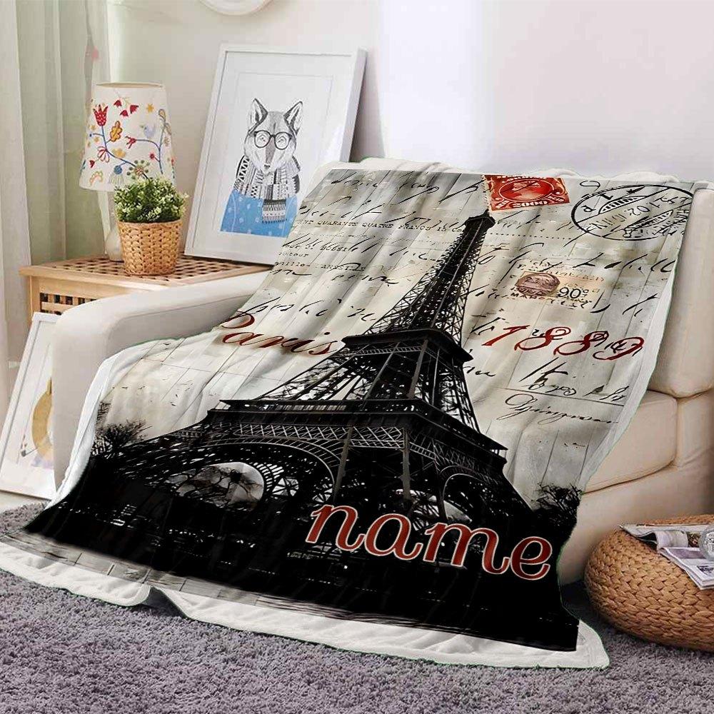 Charming Paris Throw Personalized Blanket Customize Text Comfortable Versatile For Sofa Couch Office Bed Picnics For All Occasions Modern Perfect Gift