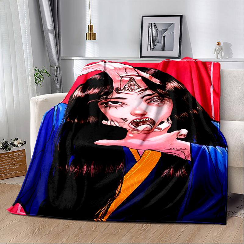 Horror Junji Ito Tomie Kawakami Ghost cartoon Soft Blankets,Throw Blanket Comfortable Blanket for Picnic Beds Sofa Home Bedroom