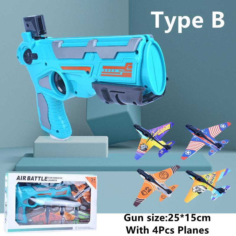 Outdoor Airplane Launcher Toys For Boys Catapult Gun Foam Glider Flying Plane Toy Summer Game Gifts For Kids Novelty & Gag Toys