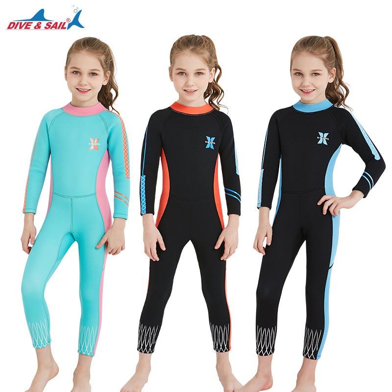 DIVE&SIAL Children's Diving Suit 2.5MM Women's Swimsuit One-piece Long Sleeves Thickened Warm Surfing Snorkeling Jellyfish