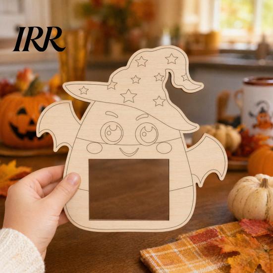 Customizable Wooden Picture Frame Pumpkin DIY Photo Frame, Halloween for Kids Crafts, Unfinished Wood Decor Hollow Party Tabletop Display Holiday Gift