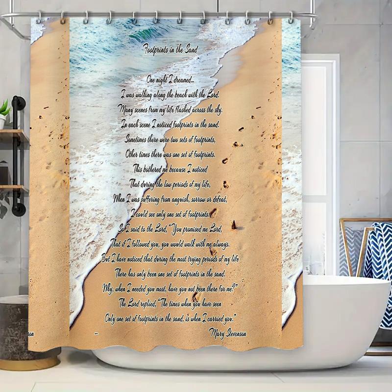 

Ocean Waves Shower Curtain Coastal Blue Sea Beach Landscape Bathroom Decor Waterproof Scenic Home Decor W60H190(CM)-1 Pcs