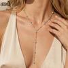 EFFIE QUEEN Collana a Y con Pietra Naturale Turchese Classica Collare da Festa Catena a Y in Argento Puro 925 Collana Minimalista Regalo BQN34