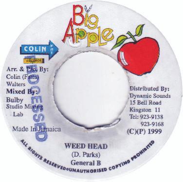 

7inch Record GENERAL B - Weed Head NONE Big Apple 1999 Japan Reggae, Ska & Dub Used