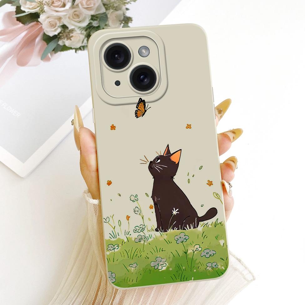 6.1'' Casing For iPhone 15 Case Fashion Cartoon Cute Funny Painted Silicone Phone Cover A3090 A2846 A3089 A3092