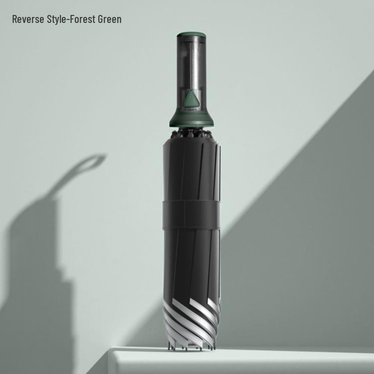10-Rib Automatic Black Dual-Use Umbrella for Sun and Rain