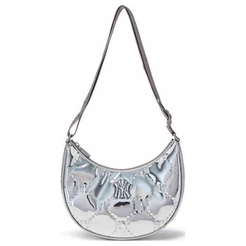 MLB Solid Color Shoulder Bag Women's Silver/Ivory Casual 7ACRMD75N
