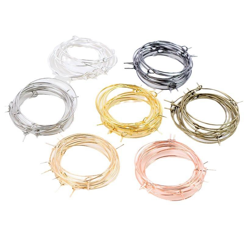 20-35mm Nine Character Earring Ring Ear Coil Iron Plated Round Wine Glass Earring Ring 100pcs/lot DIY Bead Earring Accessories