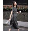 Elegant French Floral Waist-Cinching Dress