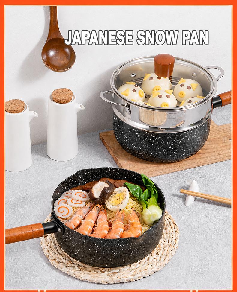 Japanese-style Snow Flat Pot Maifanite Non-Stick Glass Lid Induction Cooker Soup Baby Food Noodle Mini Cooking Pot