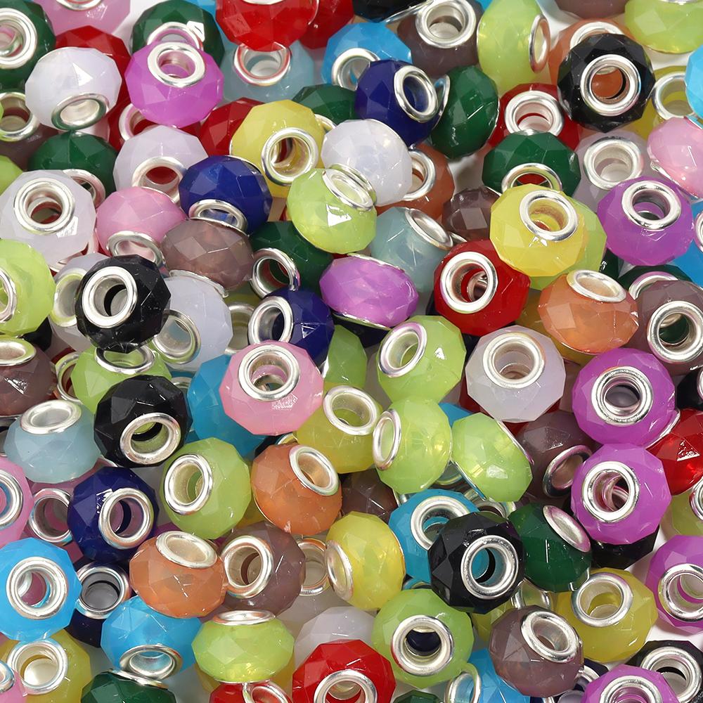 20 Stück/Los 14mm Gelee-Farbe Facettierte Harzperlen Großes Loch Abstandshalter Lose Perlen Für Schmuckherstellung DIY Armband Halskette Großhandel