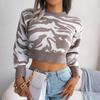 Autumn Winter Tiger Stripe Cropped Knit Sweater – European & American Women's Fashion.