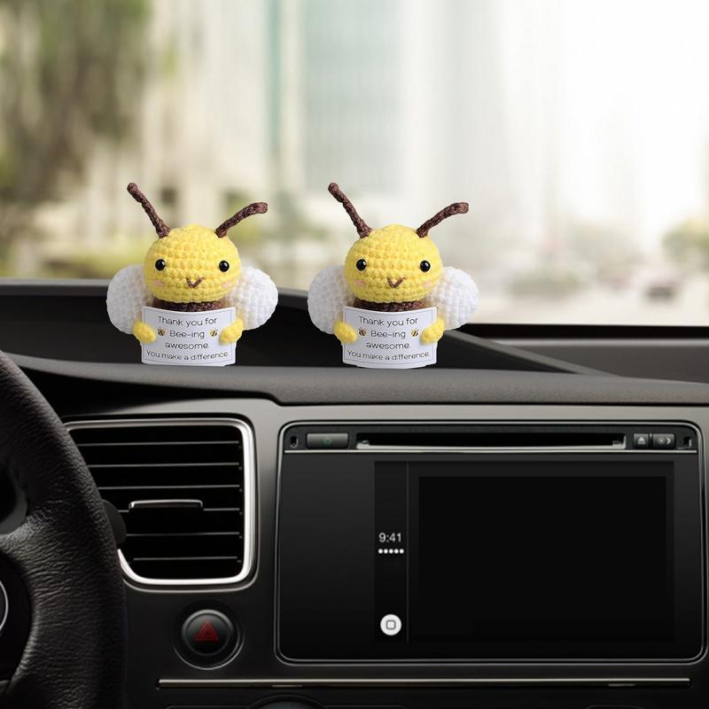 Crochet Positive Energy Bee Hand-woven Dolls Pocket Handmade Knitting Doll Desktop Ornament Home Hand-woven Room Decoration