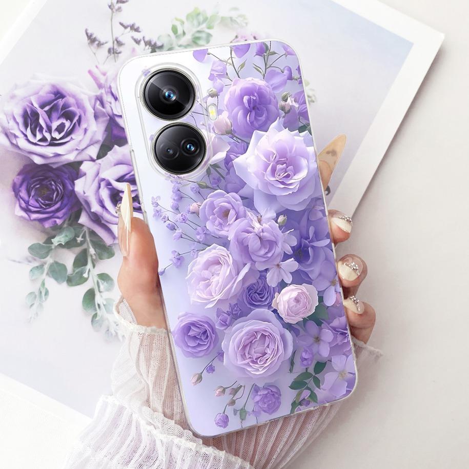 For Cover Realme 10 Pro Plus 5G Phone Case Fashion Butterfly Flower Soft Clear Silicone Funda For Realme 10 Pro 10Pro+ 5G Bumper