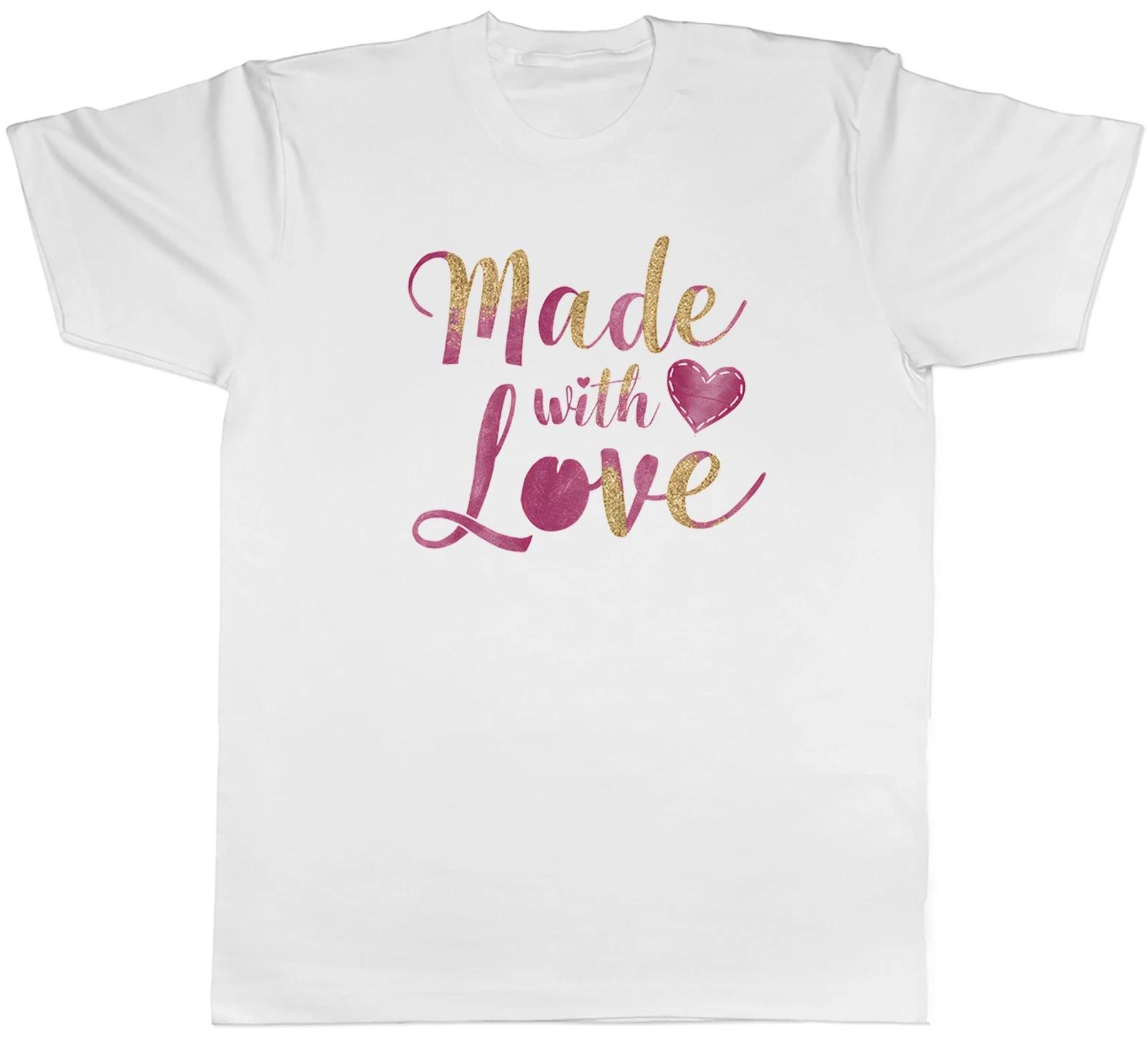 Made with Love Valentine s Day Mens T-Shirt Tee Gift Top L