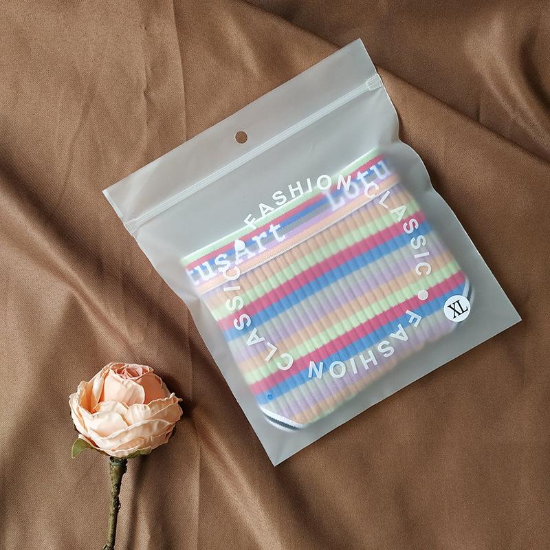 Women's Panties Classic Panty Vintage Underwear Rainbow Stripe Sweet and Cute Low Waist Panties Thong Cotton Sexy Panties Exposed Buttocks