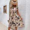 Amazon Independent Station New European and American Summer Women's Cross-border Geometric Pattern Printed Pleated Dress