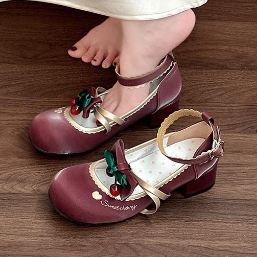 Round head thick heel women's French sweet and cute bow 2025 summer new sweet and versatile casual high-heeled single shoes