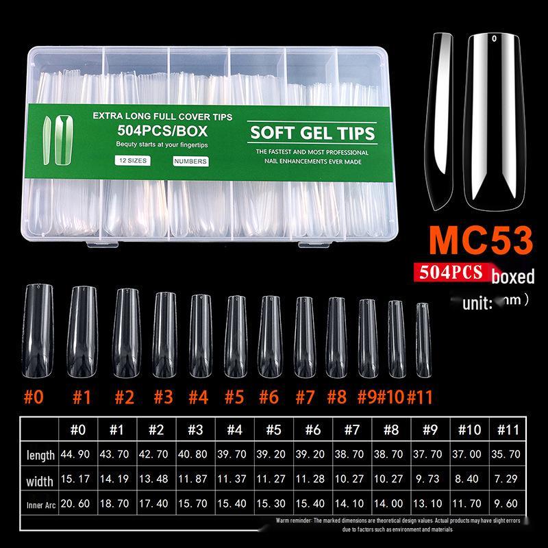 Extra Long Transparent XXL Ballet Trapezoid Nail Tips with Stickers