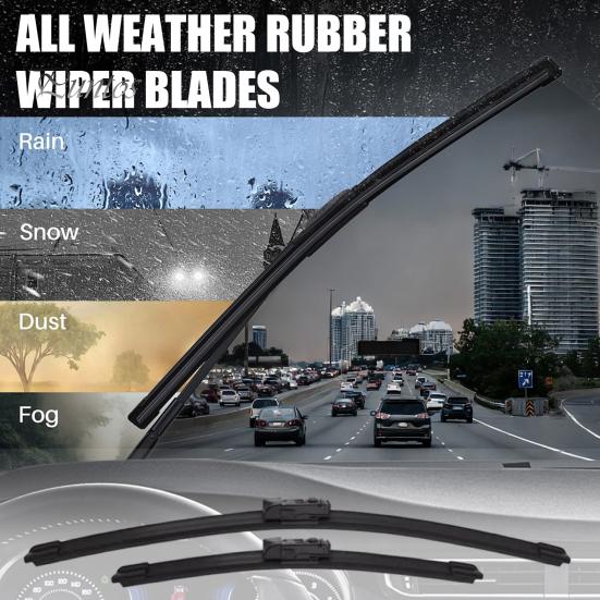 Natural Rubber Wiper Blades 3Pcs/Set 26/16/11-Inch Windshield for Toyota C-HR 2016-2020, All Weather High Performance Car Wipers Front Rear