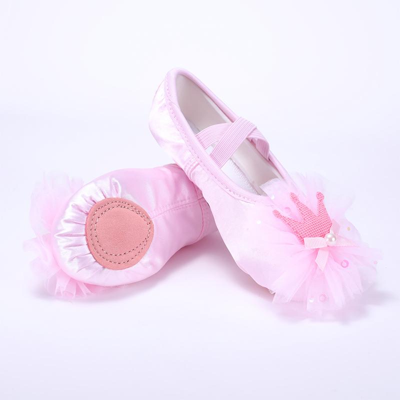 

Детская обувь для танцев Сатиновые туфли «кошачья лапка» для девочек Дышащие балетные туфли для сцены 23 розовый