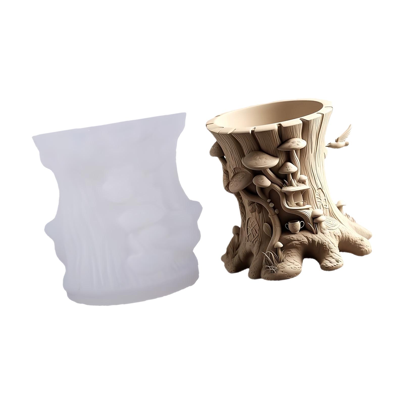

Silicone Mold For Creating Unique Stump Shaped Planter Jewelry Holders And Decorative Concrete Resin Projects 1