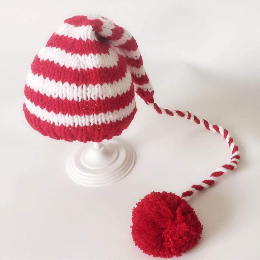 Winter Baby Long Tail Pom Pom Hat - Photography & Christmas Props for Children