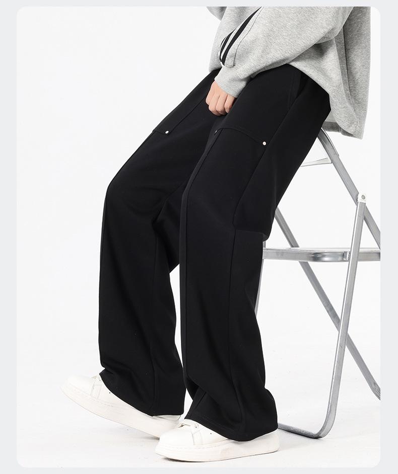 Men's American Style Casual Drapey Trousers: Spring/Autumn Loose Wide-Leg Sports Pants