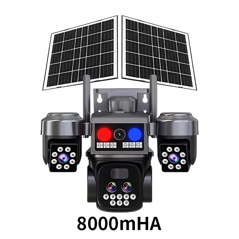 Dual Solar-Powered Multi-Lens Tracking Outdoor Surveillance Camera