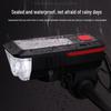 USB Rechargeable Solar Bicycle Headlight with Horn for Night Riding