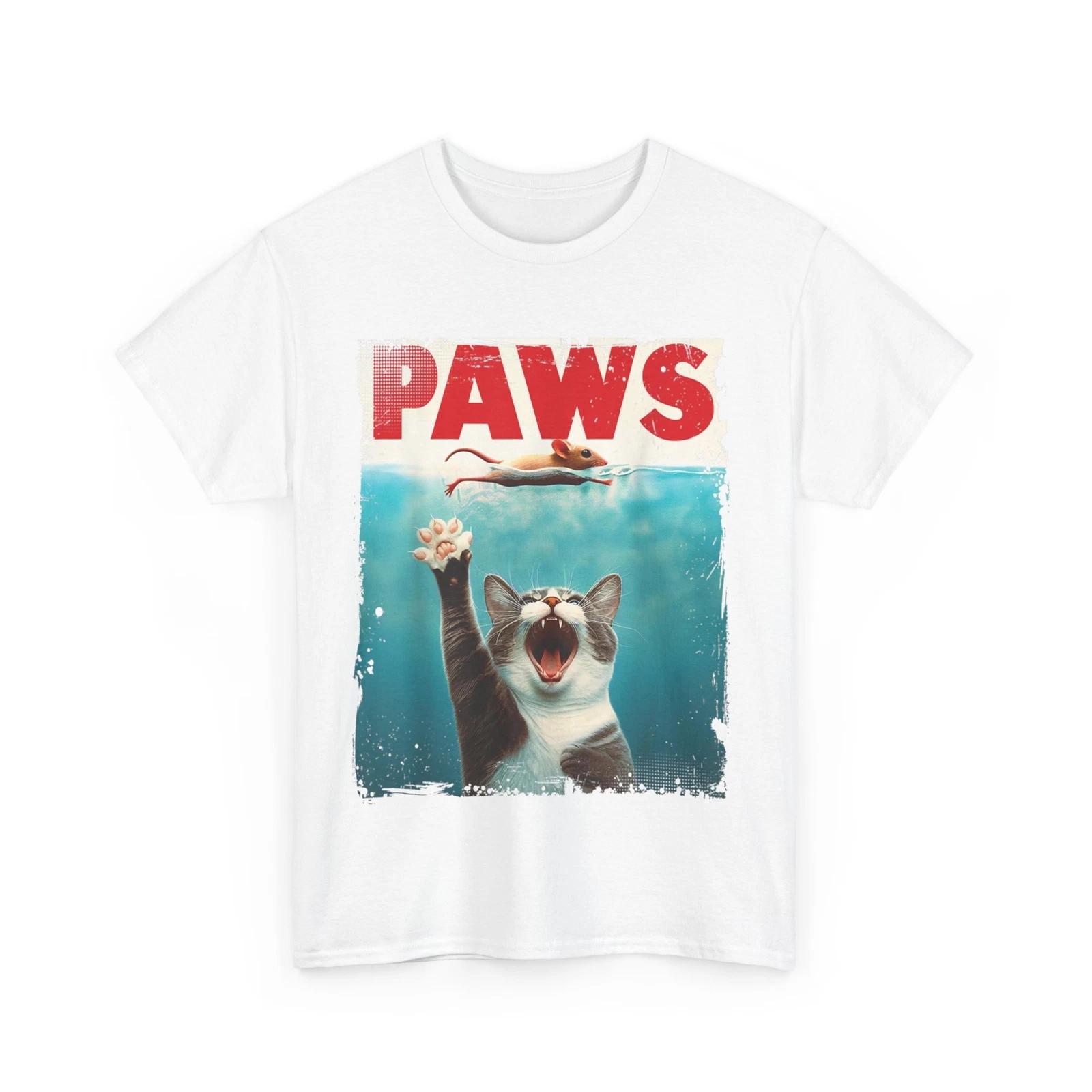 PAWS Parody Cat Mouse Humorous Cat Chasing Mouse Kitten T shirt 4XL