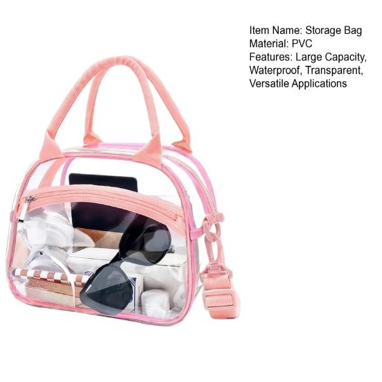 Transparent Handbag Clear Crossbody Tote with Adjustable Strap Large Capacity Waterproof Shoulder
