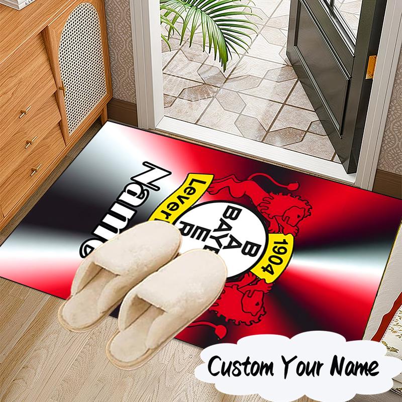 Custom Name Leverkusen Crest Rug for Living Room, Game Rooms, Office, Bedroom, Floor Mat Playful Design, fan gifts Christmas decor