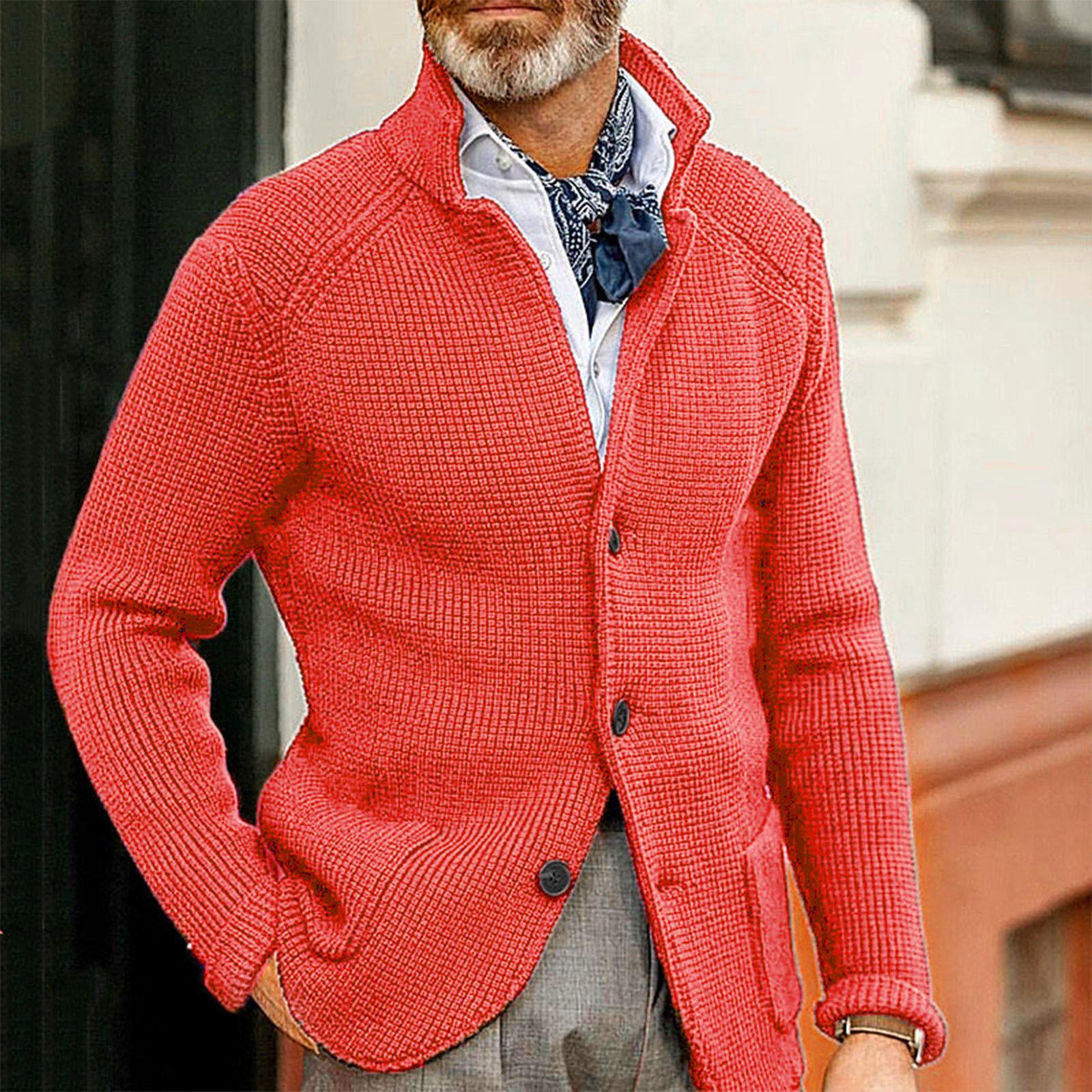 

І Зимова Чоловіча Мода Вільний Кардиган Тепла Куртка з Лацканами та Капюшоном Светр M рожевий