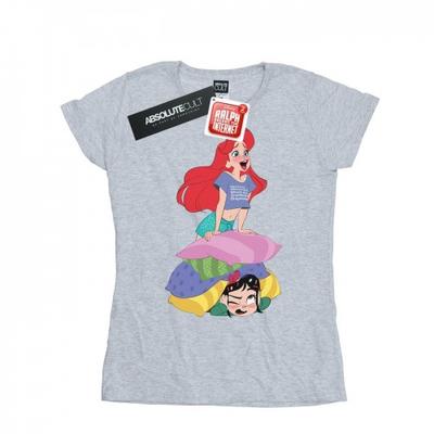 Camiseta feminina/senhora Wreck It Ralph Ariel e Vanellope de algodão