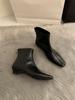 Korean Version Of Old Money Style Minimalist Small Square Head Short Boots Ankle Boots Autumn And Winter Slope Heel Chelsea Boots Thin Boots Women