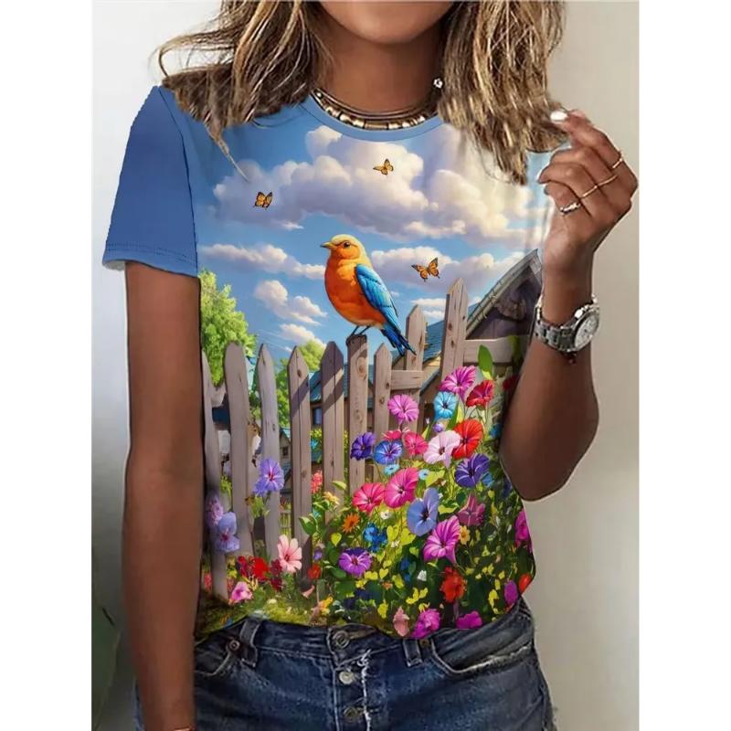 Fashion Men's Crew Neck Short Sleeve 3D Casual Color Printing Casual Short Sleeve Crew Neck T-Shirt