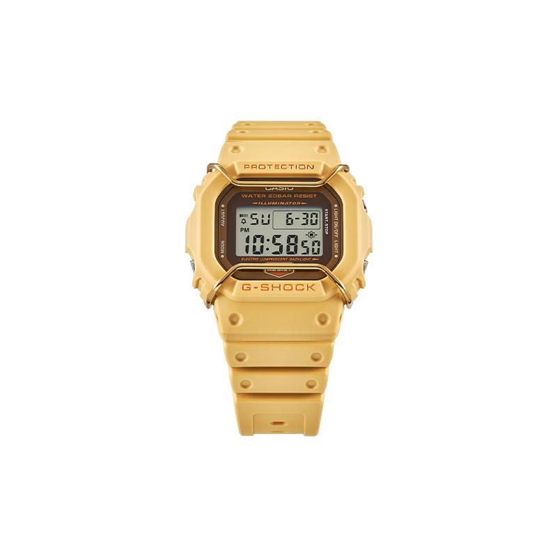 Casio 200 Meter wasserdicht, Quarzwerk, Harzarmband, japanische und koreanische Uhr, gleicher Stil für Männer und Frauen, braunes Zifferblatt DW-5600PT-5JF