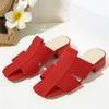 Fashion Women Mid Heels Slippers Chunky Heeled Sandals Designer Shoes 2025 Summer Fashion Slides New Dress Pumps Mujer Zapatos